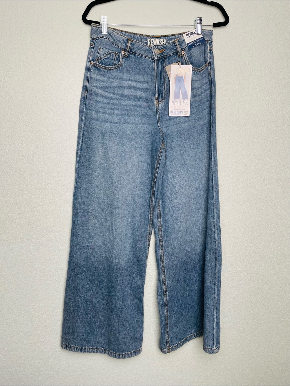 Rewash Effortless Wide Leg Palazzo Med Wash 100% Cotton Denim Jeans | NWT | 28
